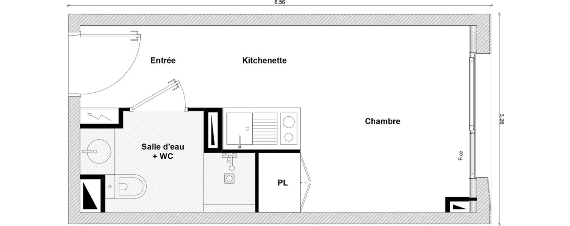 Appartement T1 de 16,75 m2 &agrave; Toulouse Rangueil