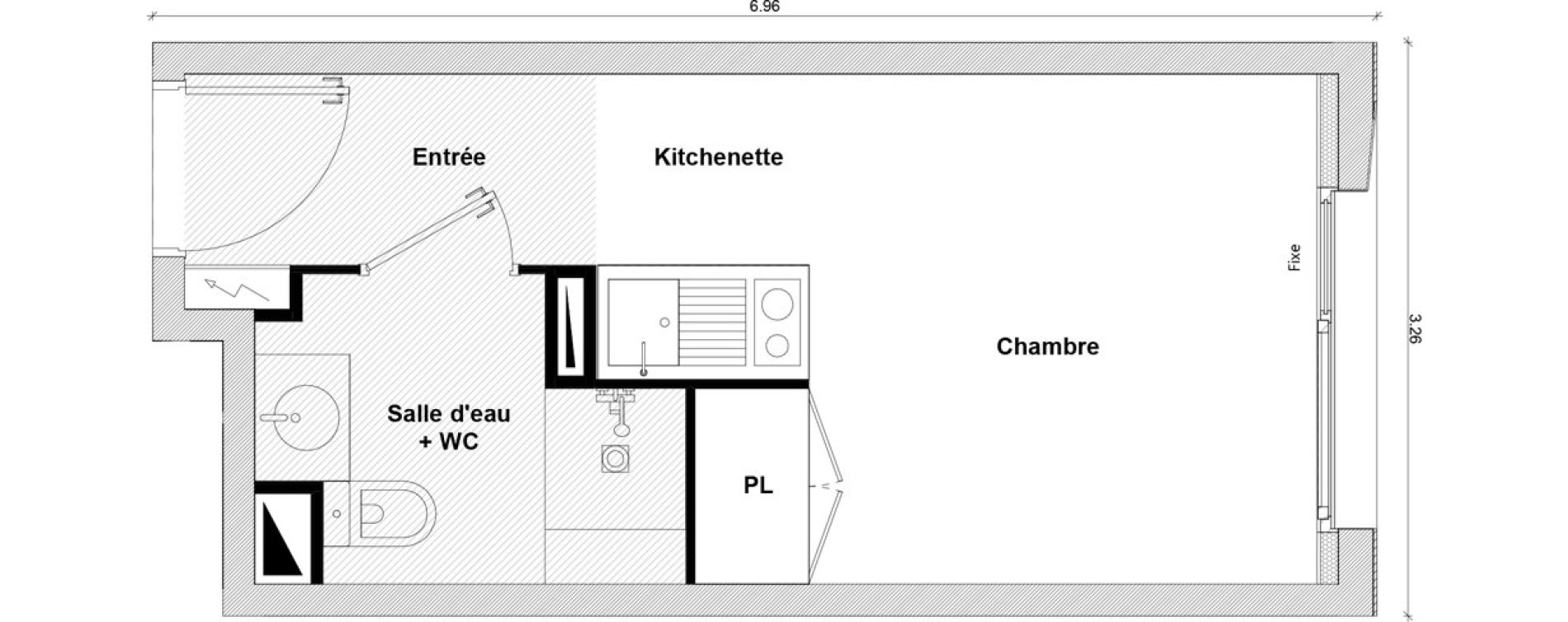 Appartement T1 de 17,39 m2 &agrave; Toulouse Rangueil