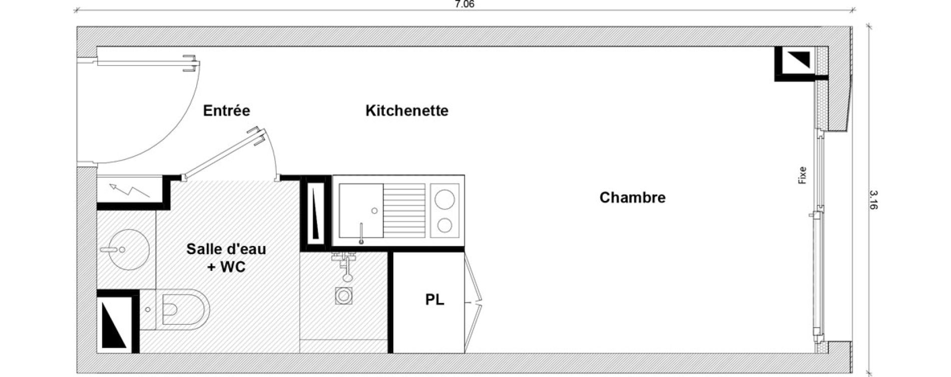 Appartement T1 de 17,53 m2 &agrave; Toulouse Rangueil