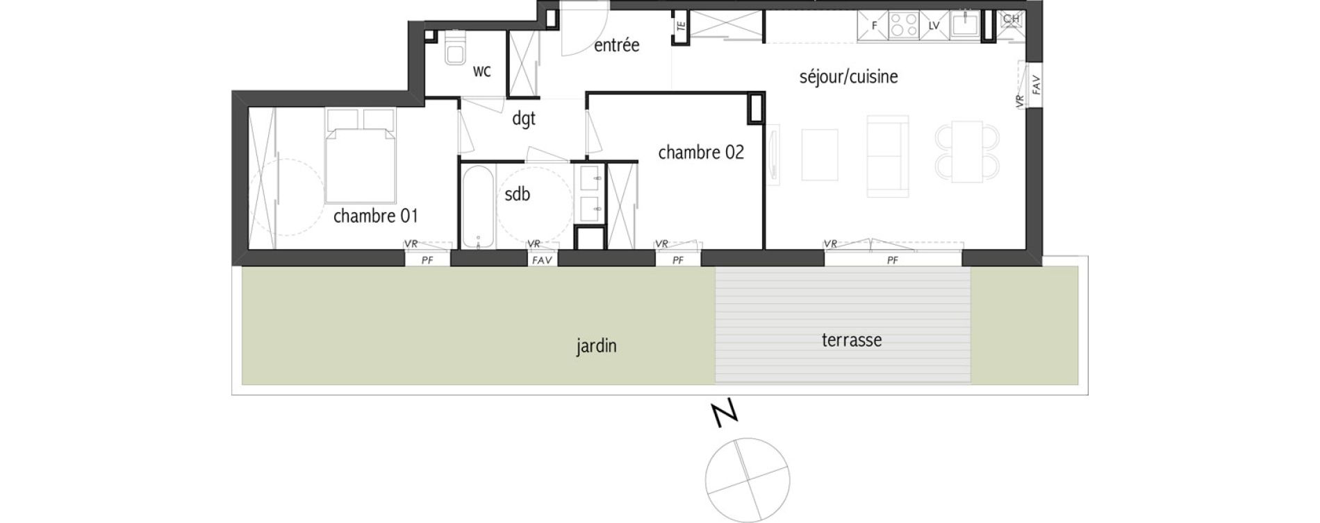 Appartement T3 de 62,04 m2 &agrave; Toulouse Lapujade