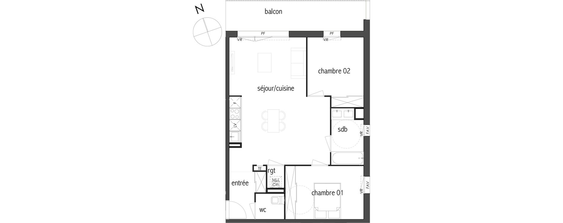 Appartement T3 de 65,14 m2 &agrave; Toulouse Lapujade