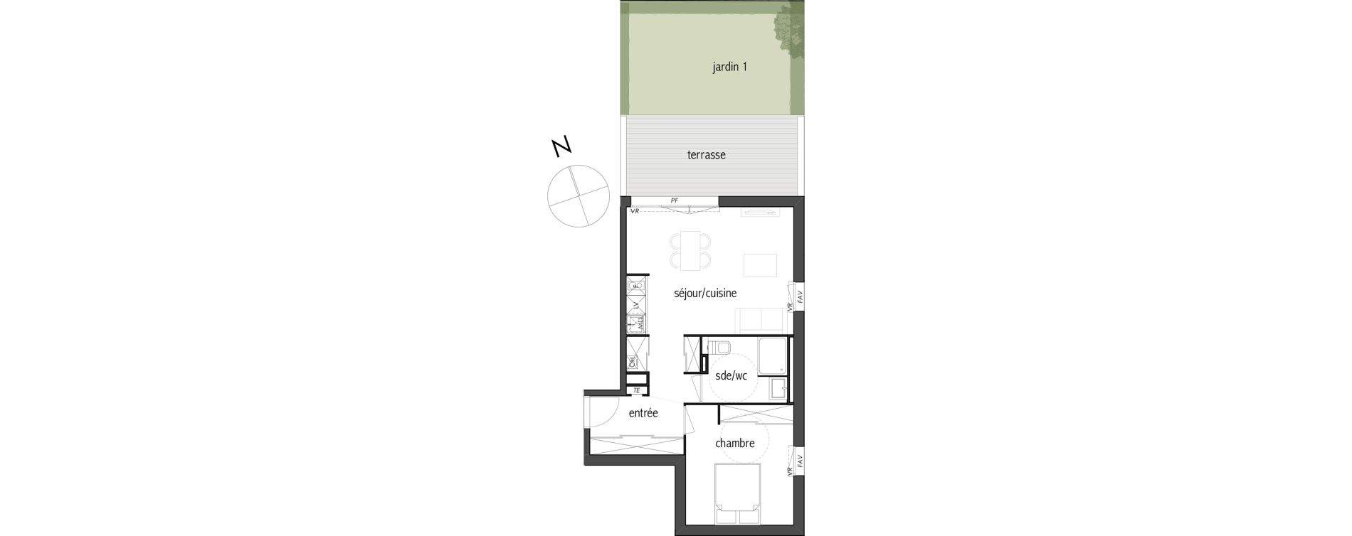 Appartement T2 de 46,90 m2 &agrave; Toulouse Lapujade