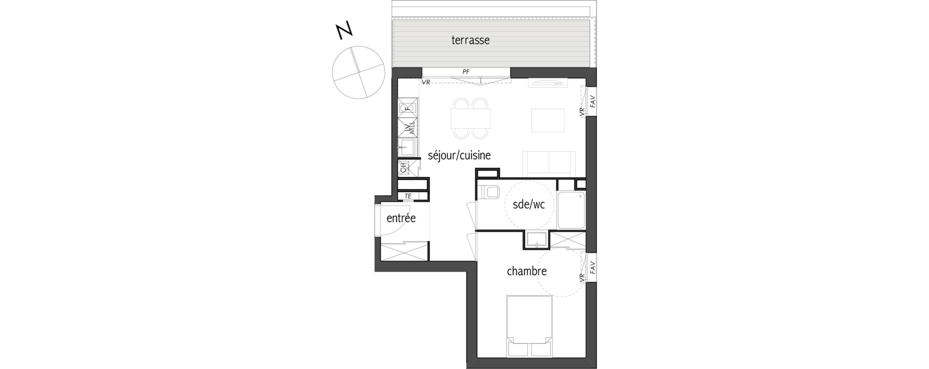 Appartement T2 de 41,36 m2 &agrave; Toulouse Lapujade