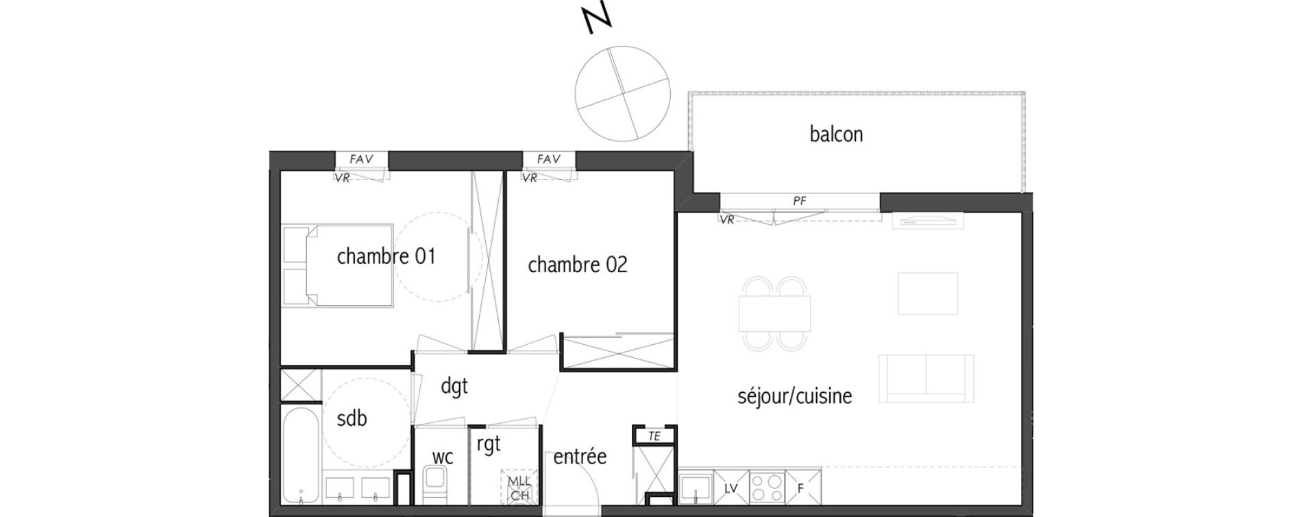 Appartement T3 de 64,63 m2 &agrave; Toulouse Lapujade
