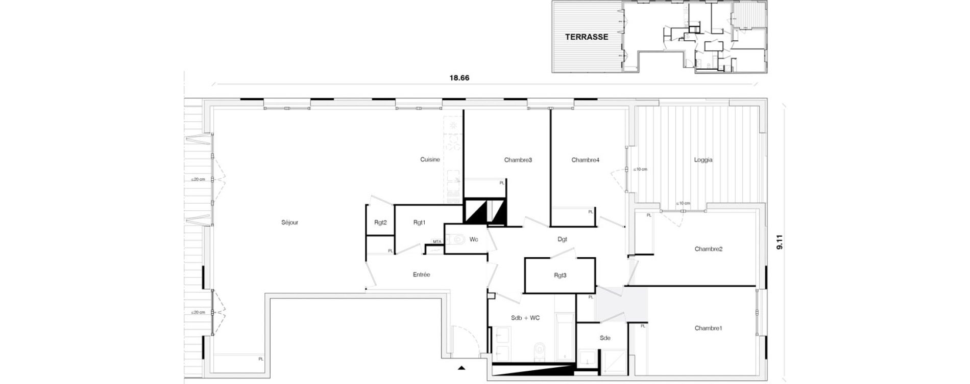 Appartement T5 de 127,01 m2 &agrave; Toulouse Malep&egrave;re