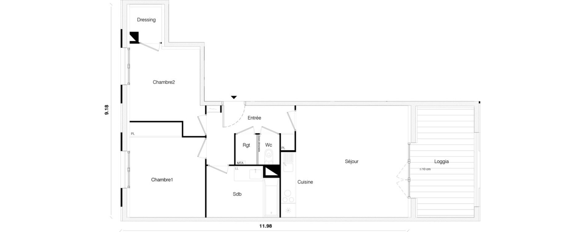 Appartement T3 de 65,65 m2 &agrave; Toulouse Malep&egrave;re