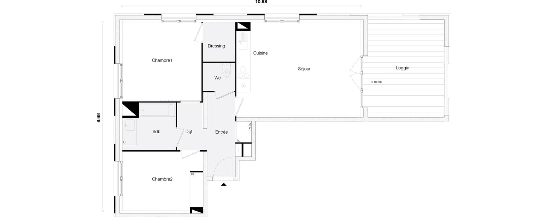 Appartement T3 de 66,20 m2 &agrave; Toulouse Malep&egrave;re