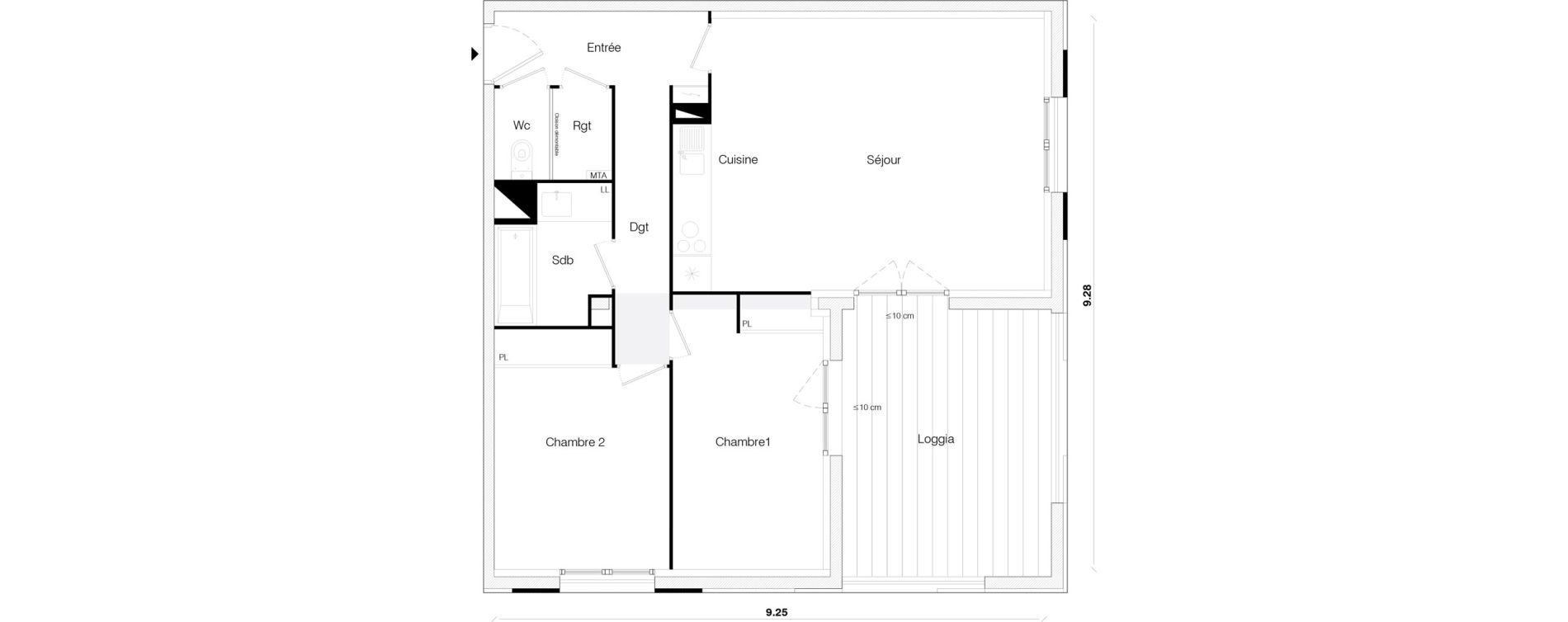 Appartement T3 de 66,29 m2 &agrave; Toulouse Malep&egrave;re