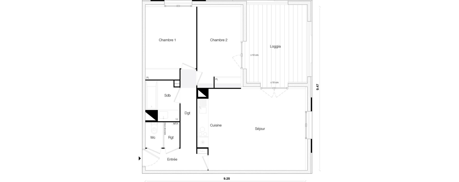 Appartement T3 de 67,42 m2 &agrave; Toulouse Malep&egrave;re