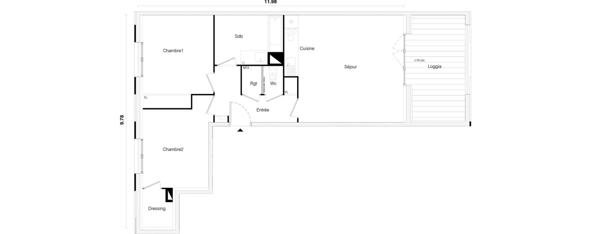 Appartement T3 de 68,82 m2 &agrave; Toulouse Malep&egrave;re