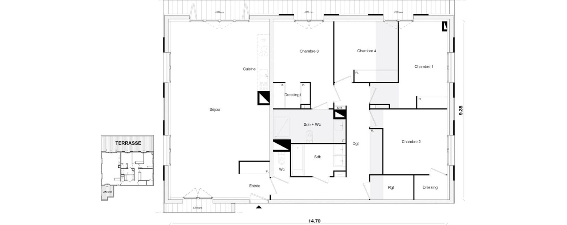 Appartement T5 de 132,55 m2 &agrave; Toulouse Malep&egrave;re
