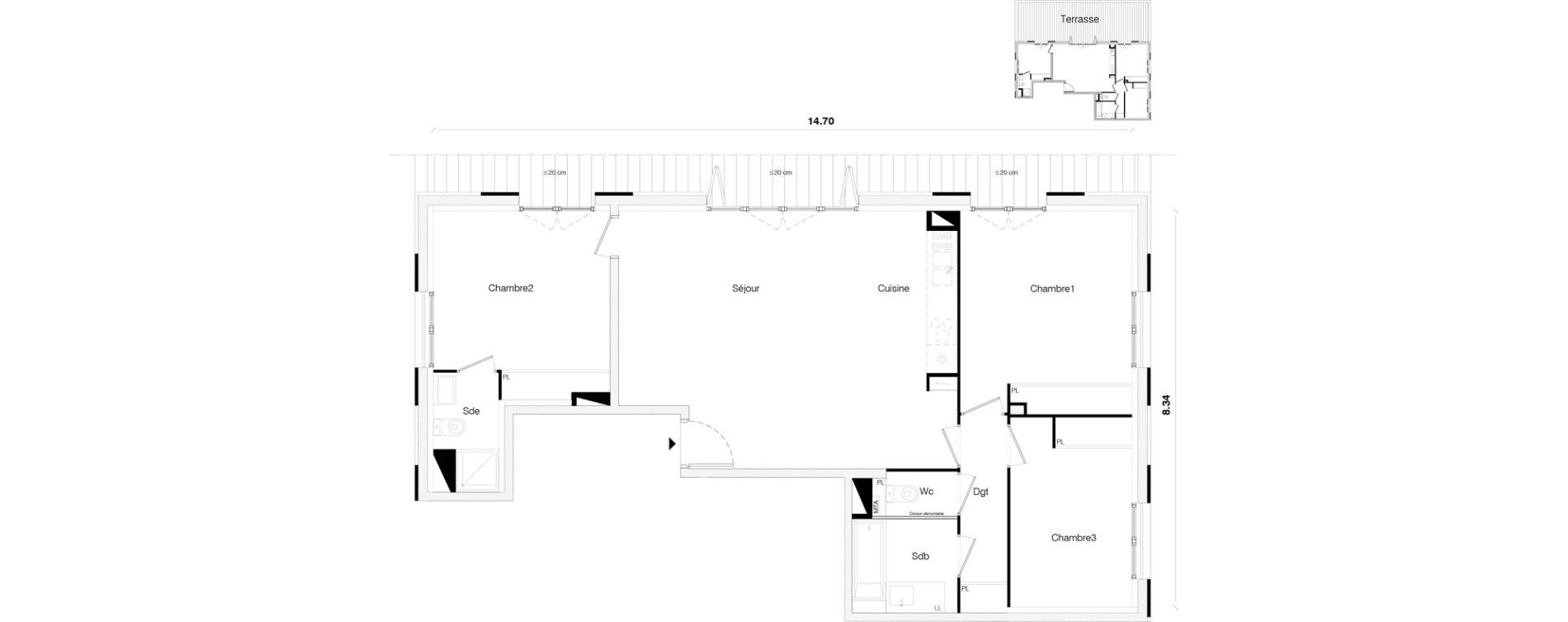 Appartement T4 de 88,90 m2 &agrave; Toulouse Malep&egrave;re