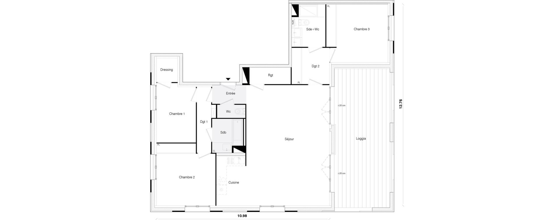 Appartement T4 de 111,52 m2 &agrave; Toulouse Malep&egrave;re