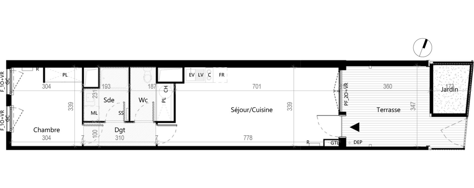 Appartement T2 de 45,09 m2 &agrave; Toulouse La gloire