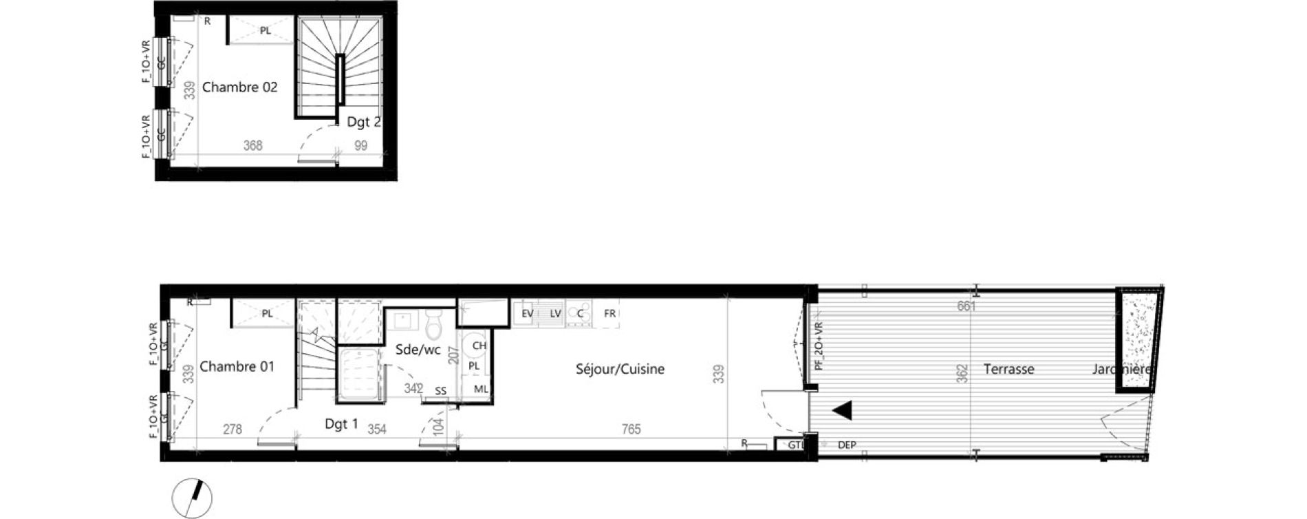 Duplex T3 de 54,34 m2 &agrave; Toulouse La gloire