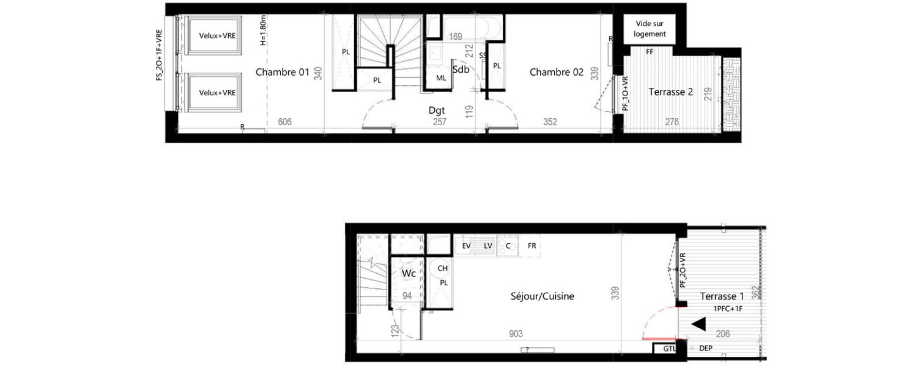 Appartement T3 de 55,46 m2 &agrave; Toulouse La gloire