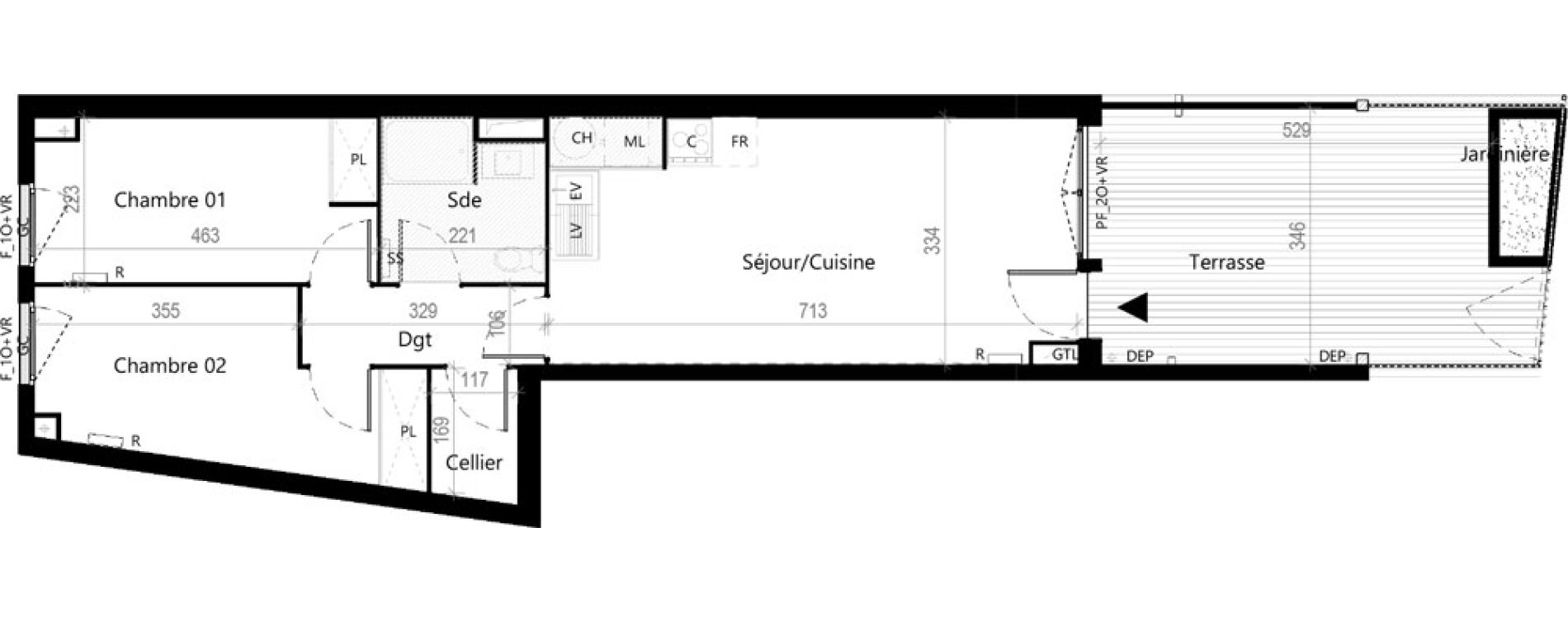 Appartement T3 de 54,35 m2 &agrave; Toulouse La gloire