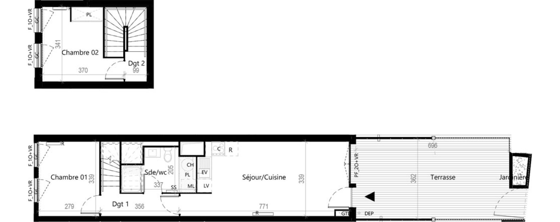 Appartement T3 de 54,36 m2 &agrave; Toulouse La gloire