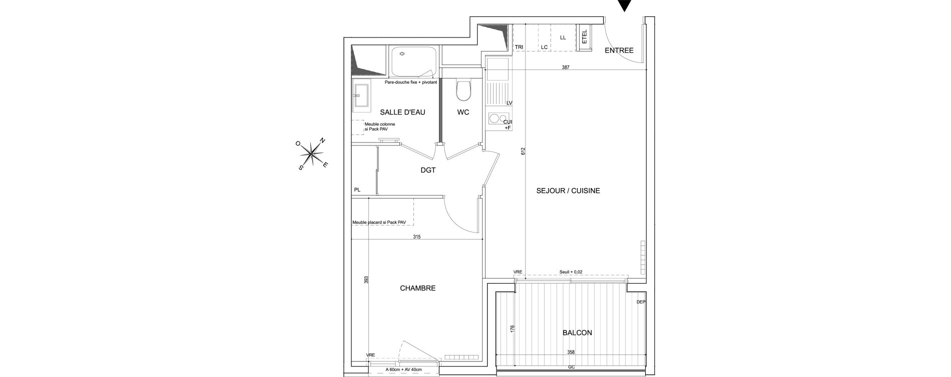 Appartement T2 de 44,98 m2 &agrave; Toulouse Guillaumet