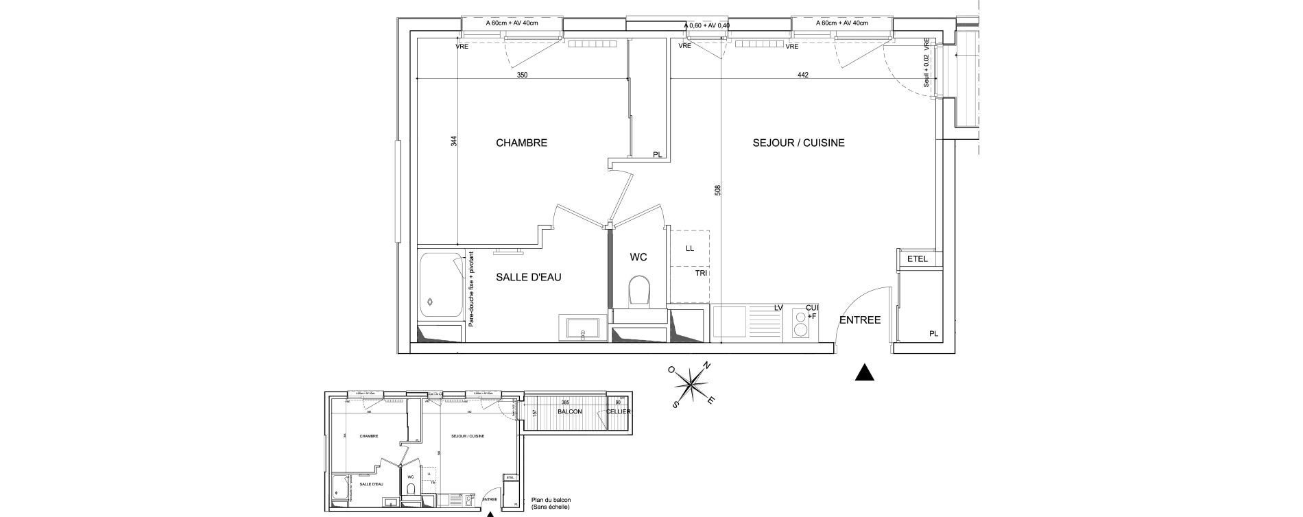 Appartement T2 de 41,70 m2 &agrave; Toulouse Guillaumet