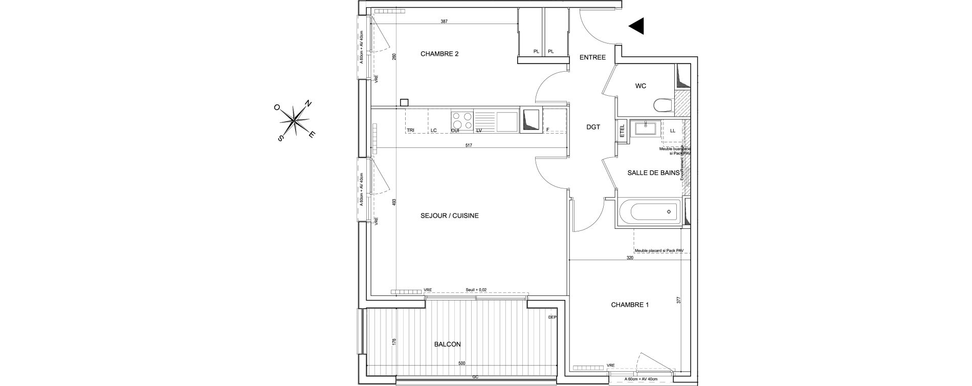 Appartement T3 de 64,09 m2 &agrave; Toulouse Guillaumet
