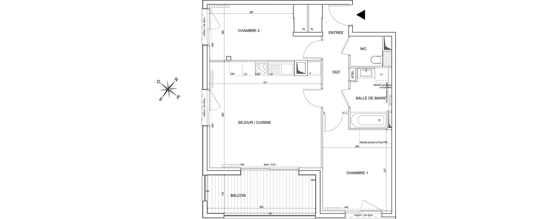 Appartement T3 de 64,39 m2 &agrave; Toulouse Guillaumet