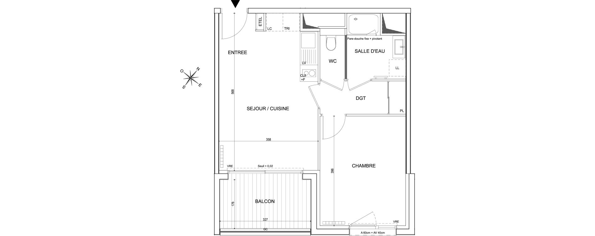Appartement T2 de 41,44 m2 &agrave; Toulouse Guillaumet