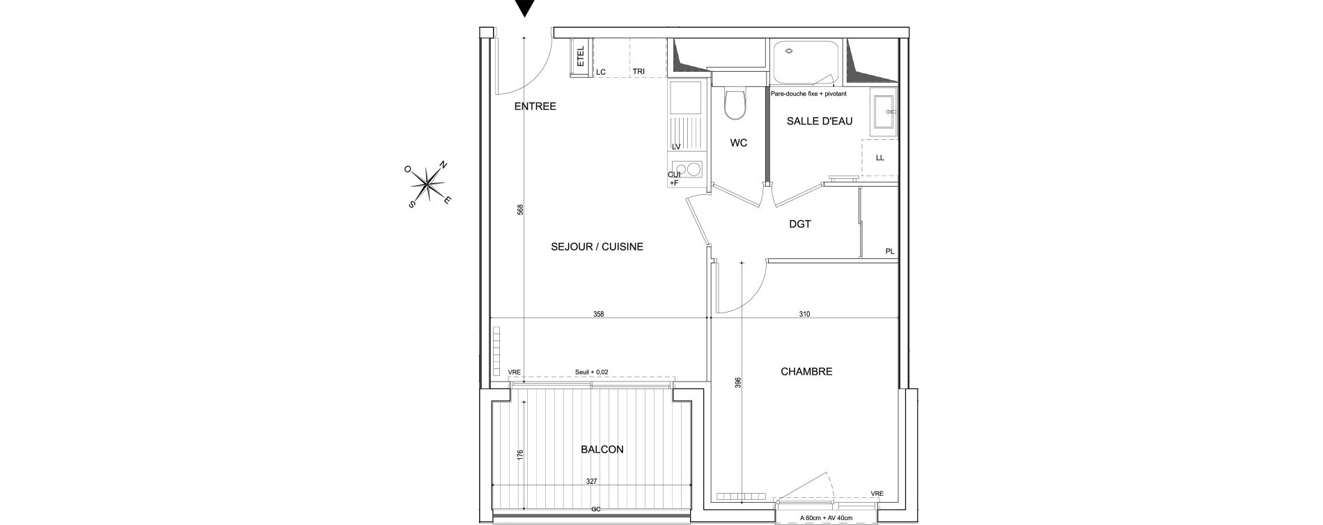 Appartement T2 de 41,44 m2 &agrave; Toulouse Guillaumet