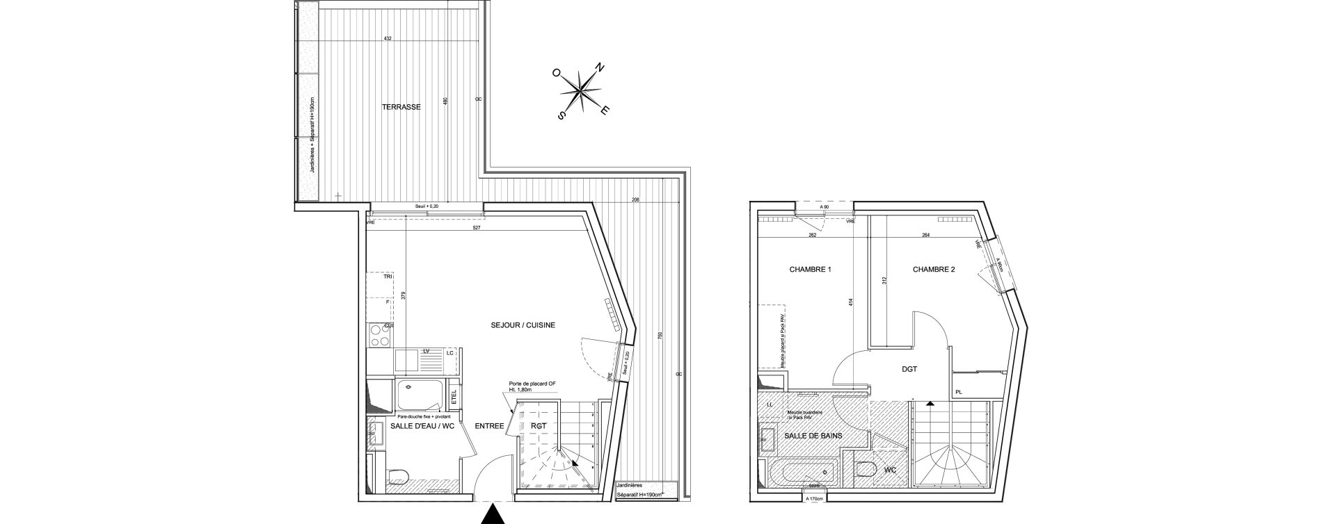 Duplex T3 de 63,77 m2 &agrave; Toulouse Guillaumet
