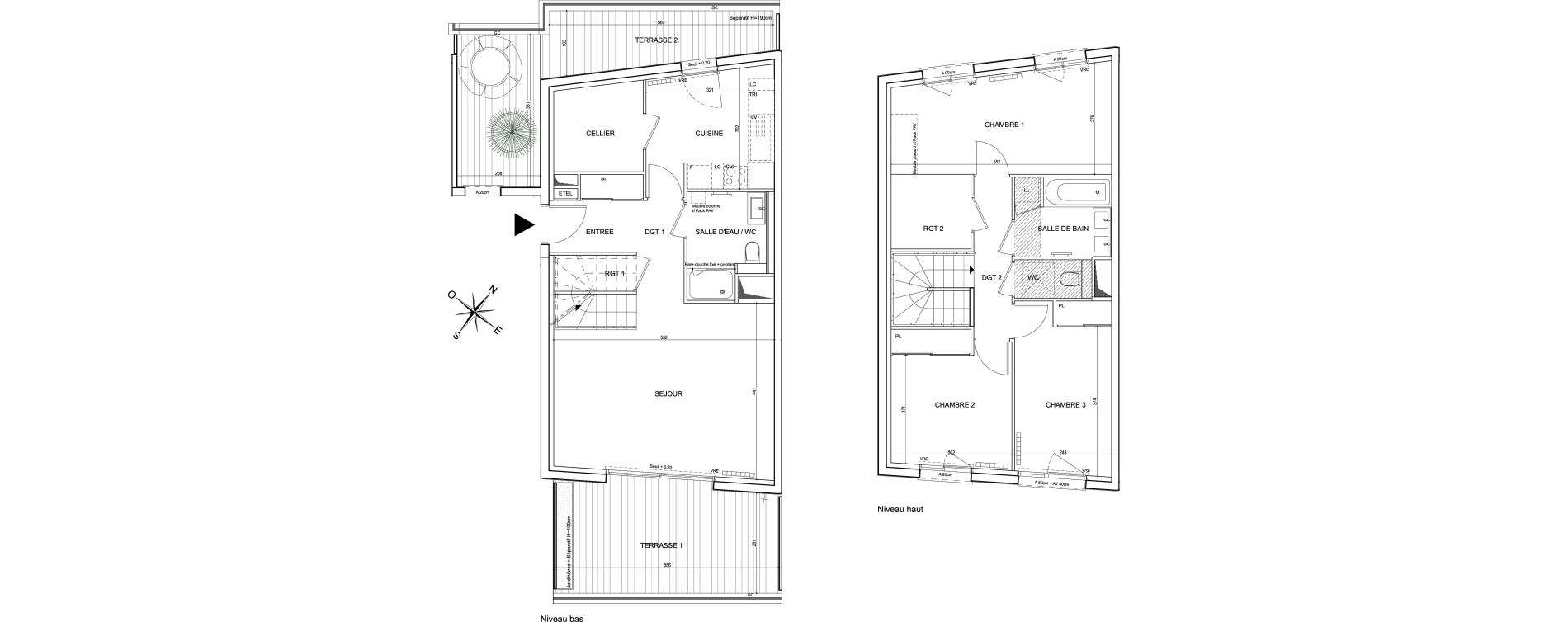 Duplex T4 de 97,31 m2 &agrave; Toulouse Guillaumet