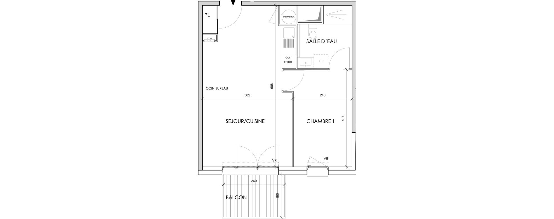 Appartement T2 de 41,91 m2 &agrave; Toulouse Barriere de paris