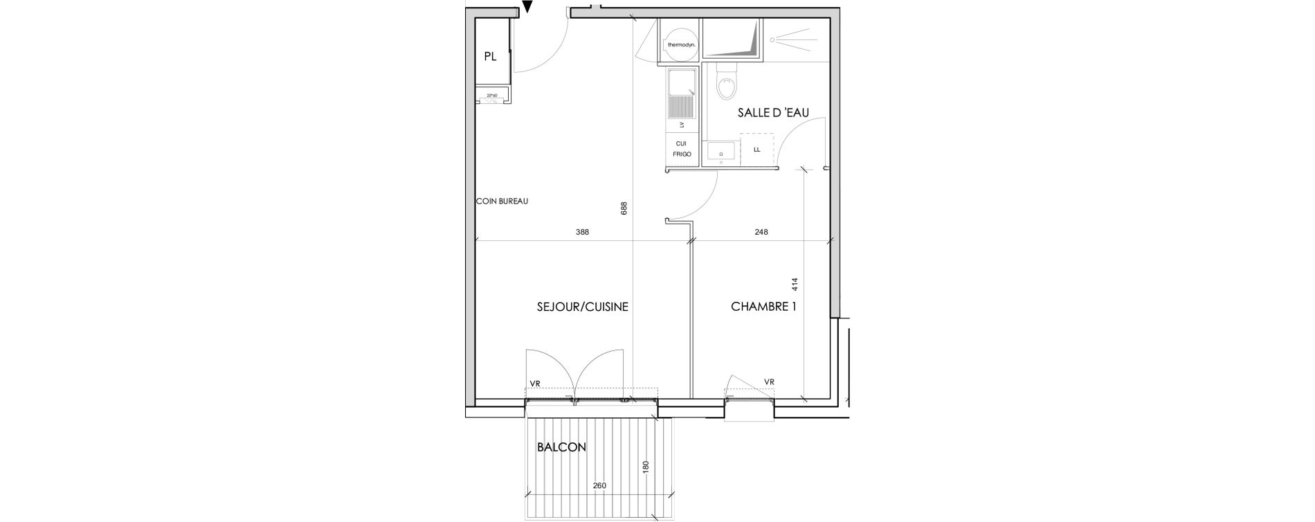 Appartement T2 de 42,33 m2 &agrave; Toulouse Barriere de paris