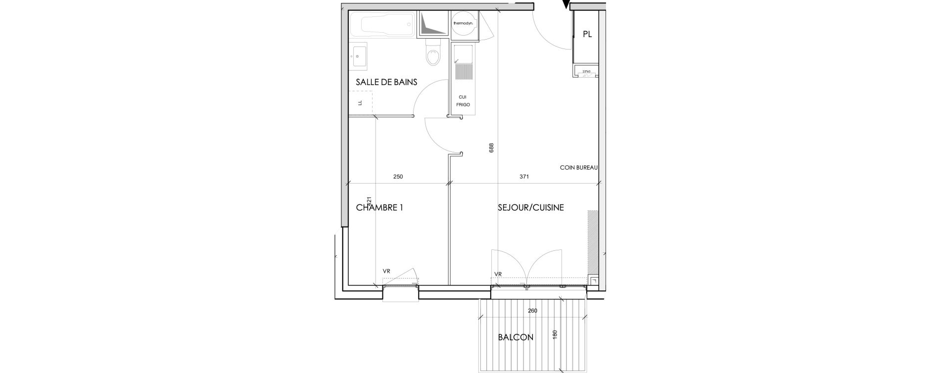 Appartement T2 de 41,58 m2 &agrave; Toulouse Barriere de paris