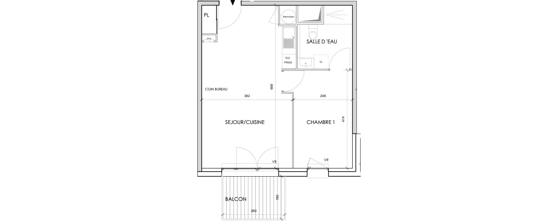 Appartement T2 de 41,91 m2 &agrave; Toulouse Barriere de paris