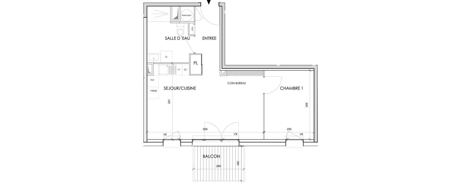 Appartement T2 de 41,43 m2 &agrave; Toulouse Barriere de paris