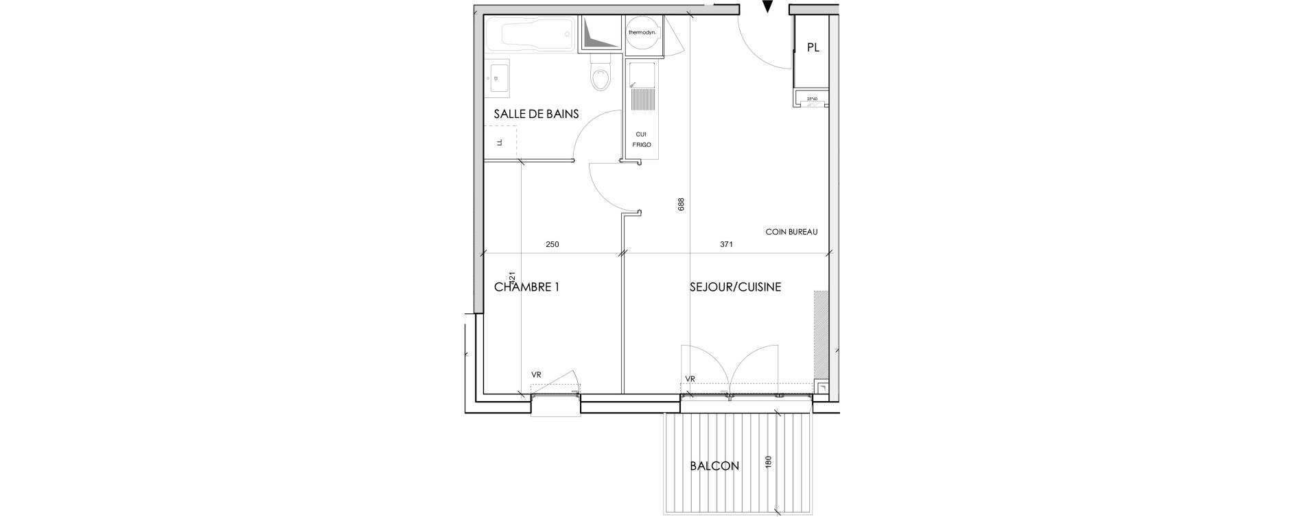 Appartement T2 de 41,58 m2 &agrave; Toulouse Barriere de paris