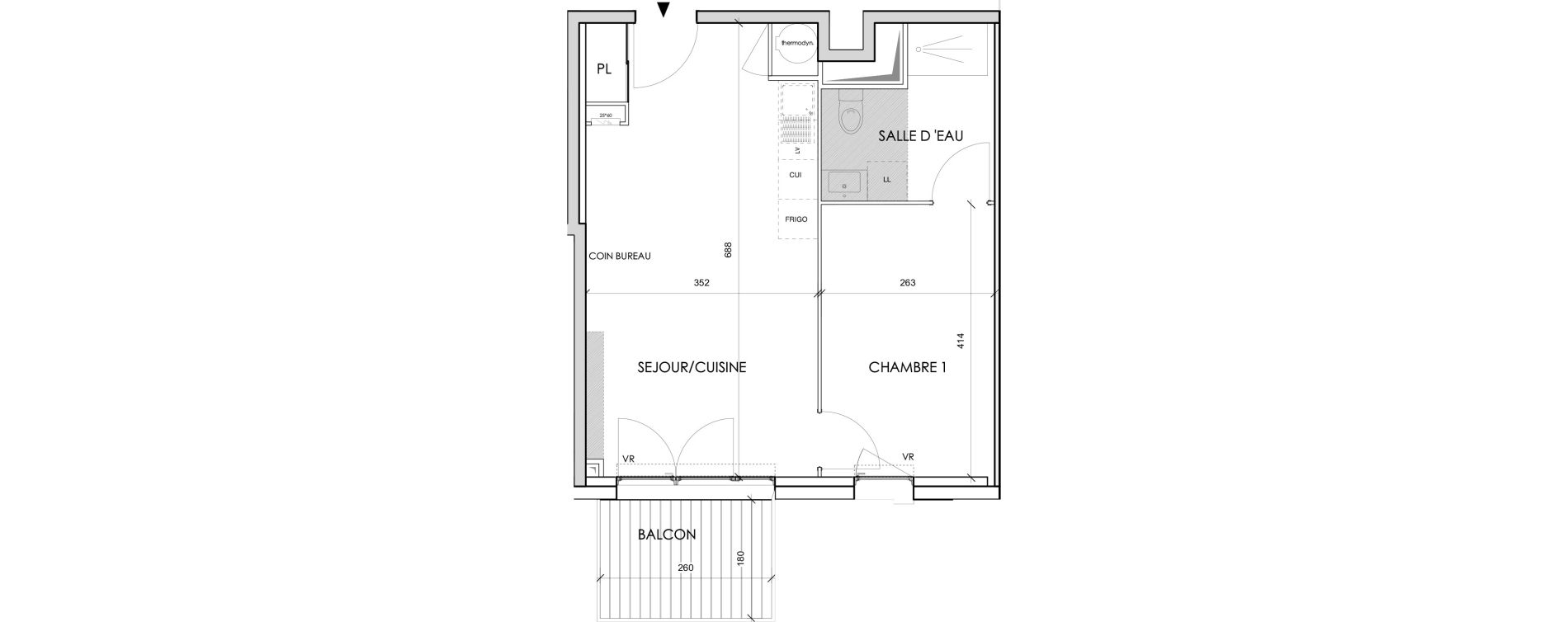 Appartement T2 de 40,44 m2 &agrave; Toulouse Barriere de paris