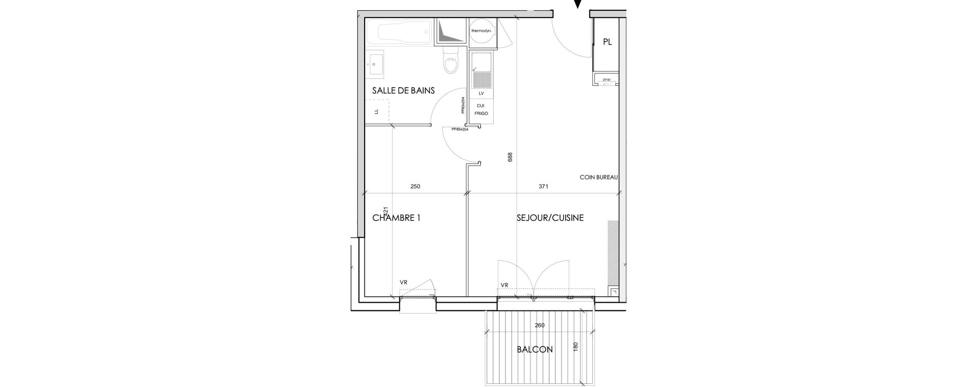 Appartement T2 de 41,58 m2 &agrave; Toulouse Barriere de paris