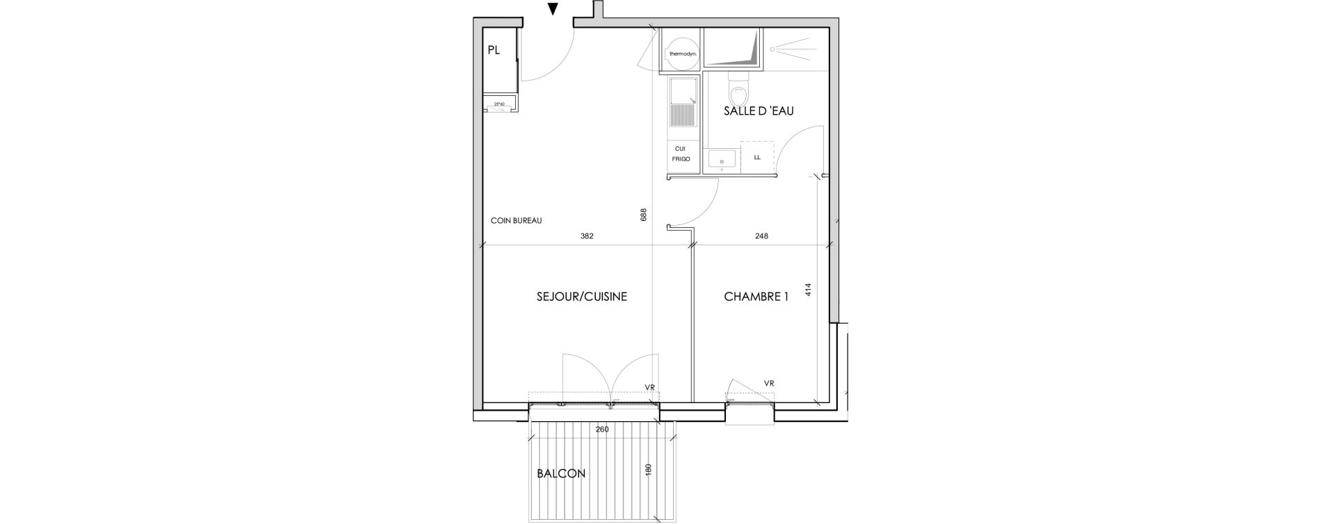 Appartement T2 de 41,91 m2 &agrave; Toulouse Barriere de paris