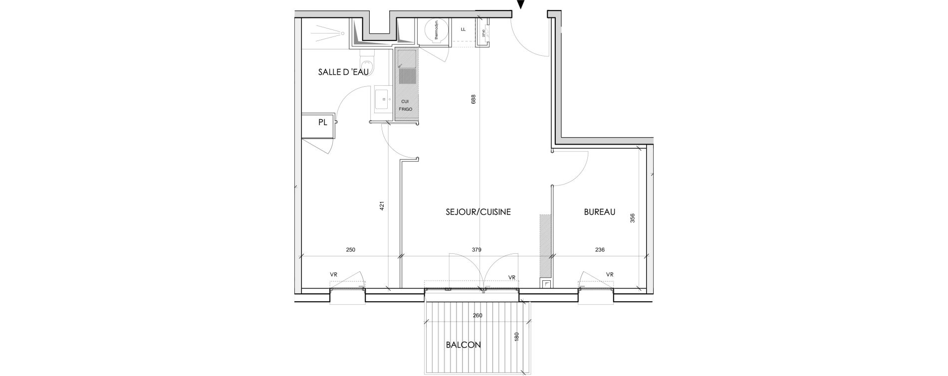 Appartement T2 de 49,59 m2 &agrave; Toulouse Barriere de paris