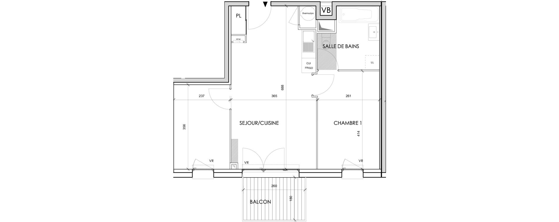 Appartement T2 de 49,50 m2 &agrave; Toulouse Barriere de paris