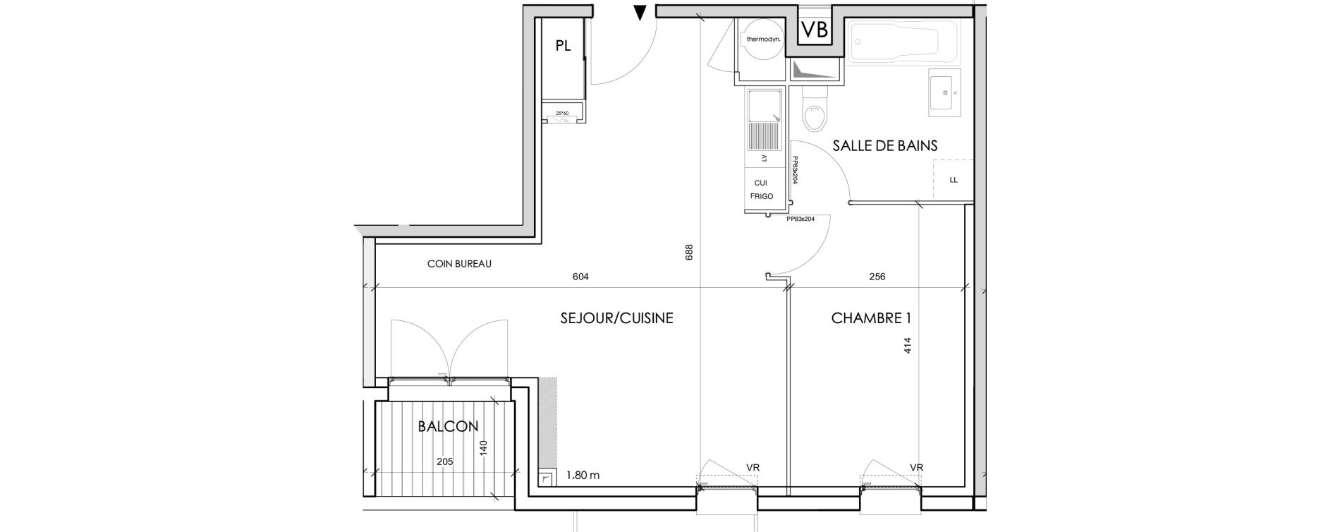 Appartement T2 de 46,18 m2 &agrave; Toulouse Barriere de paris