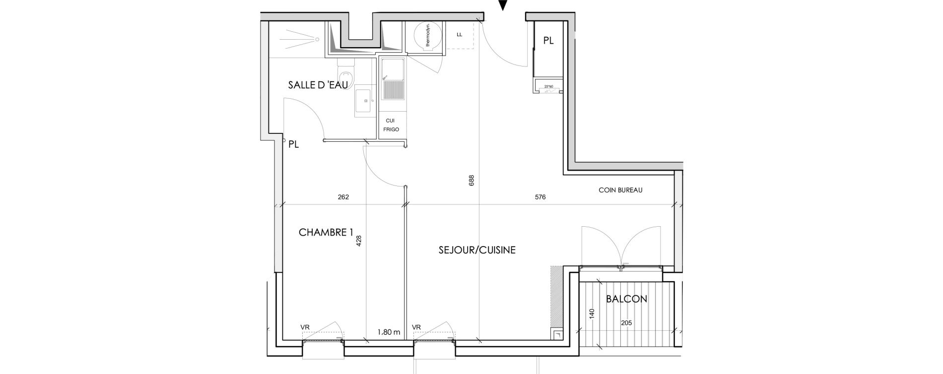 Appartement T2 de 44,63 m2 &agrave; Toulouse Barriere de paris