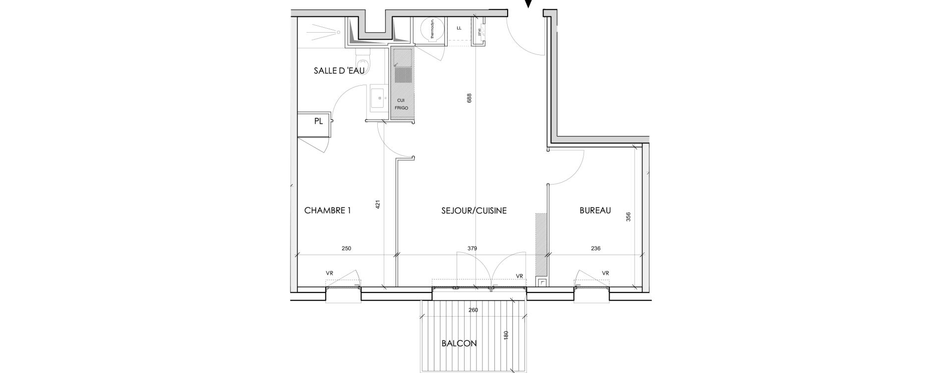 Appartement T2 de 49,59 m2 &agrave; Toulouse Barriere de paris