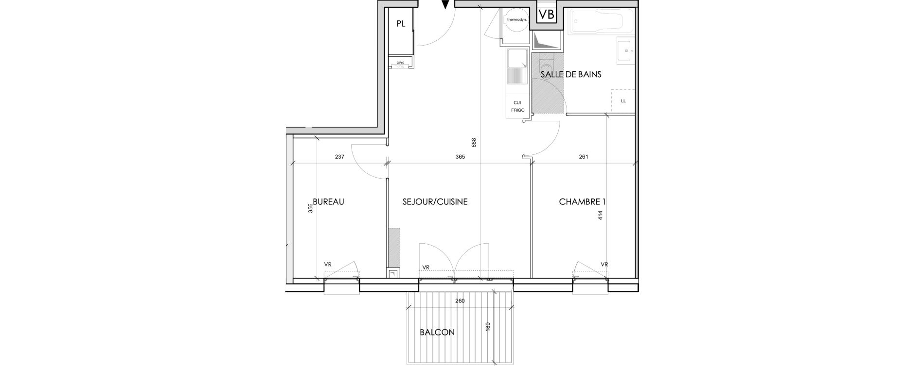 Appartement T2 de 49,50 m2 &agrave; Toulouse Barriere de paris