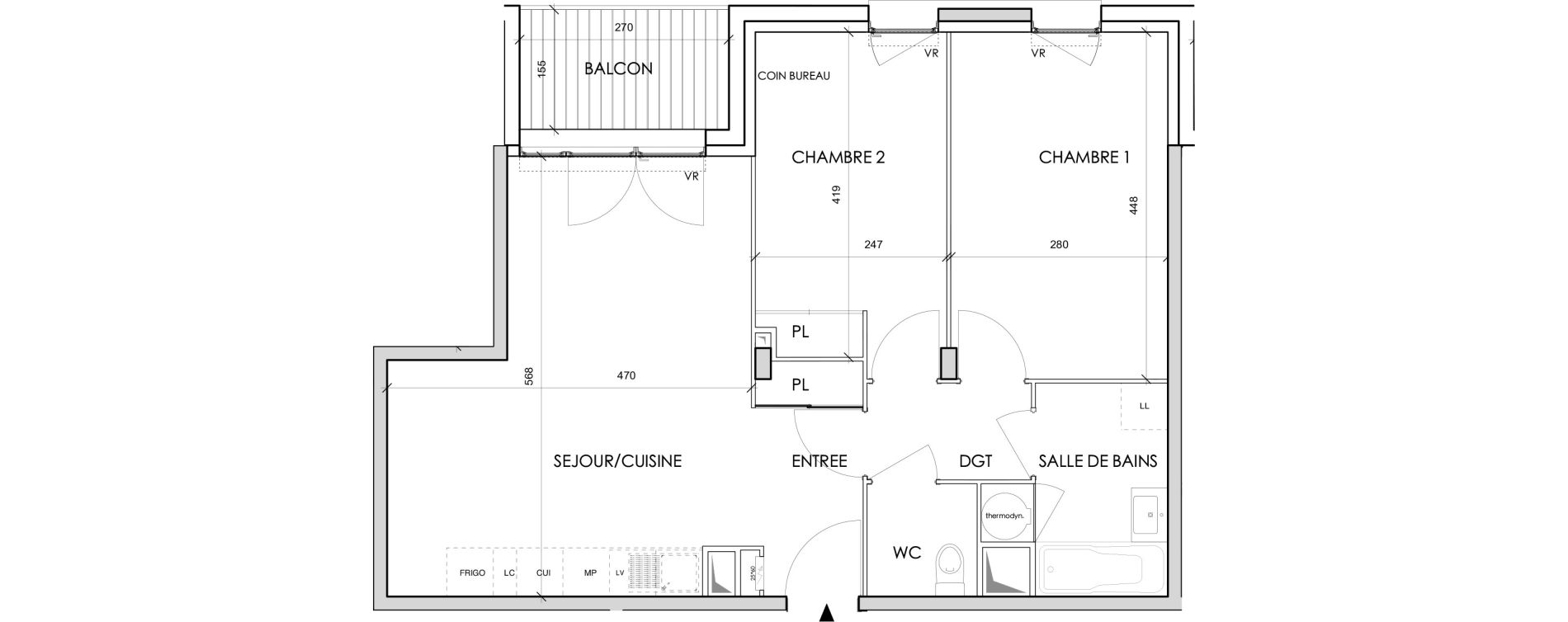Appartement T3 de 59,17 m2 &agrave; Toulouse Barriere de paris