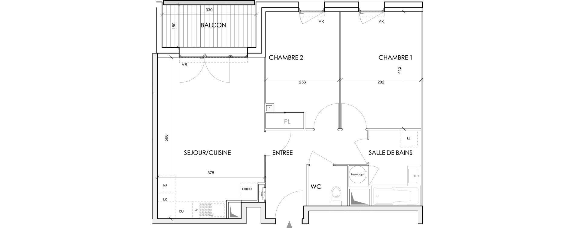 Appartement T3 de 56,55 m2 &agrave; Toulouse Barriere de paris