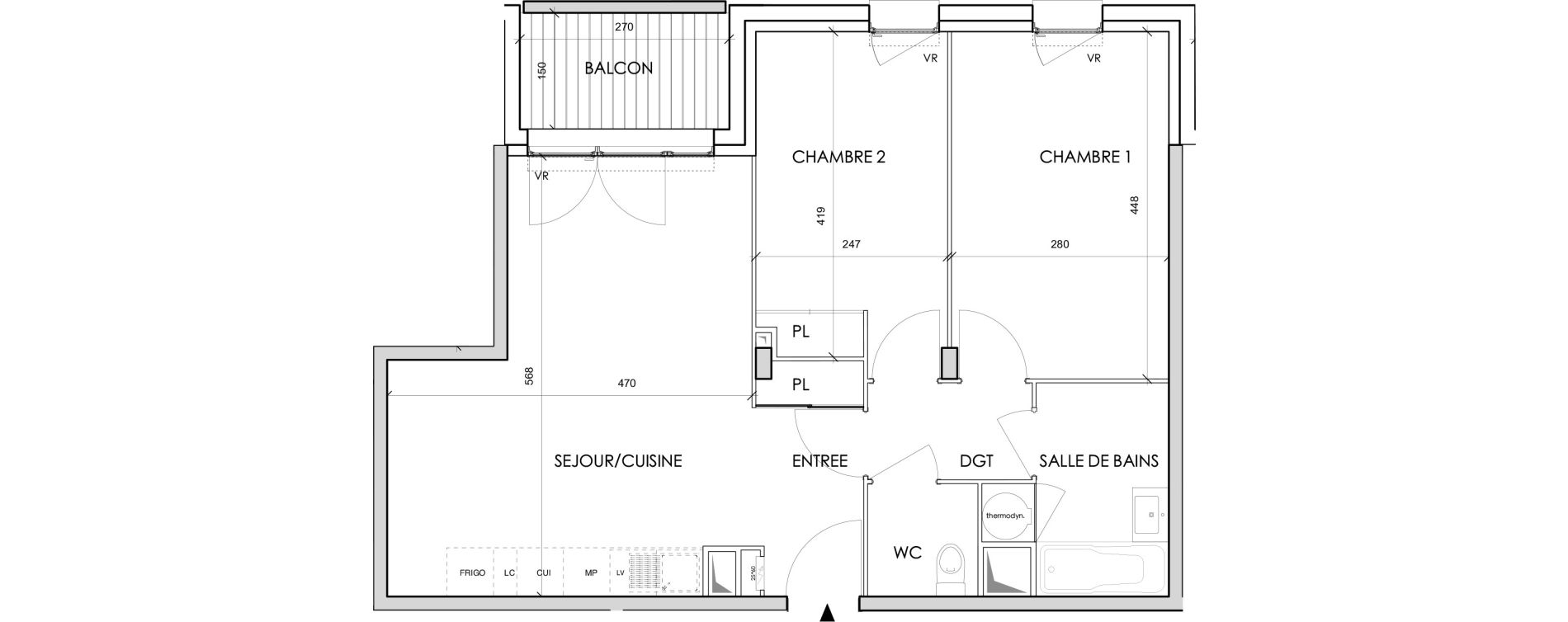 Appartement T3 de 59,17 m2 &agrave; Toulouse Barriere de paris