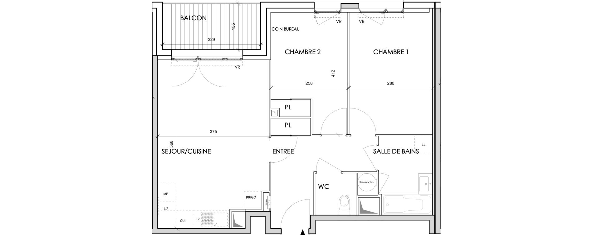 Appartement T3 de 55,89 m2 &agrave; Toulouse Barriere de paris