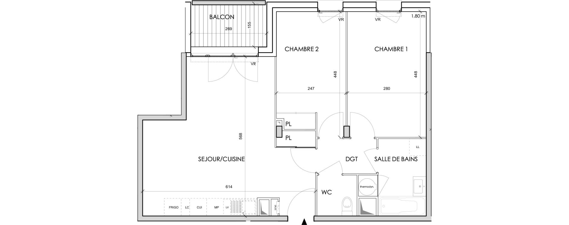 Appartement T3 de 59,74 m2 &agrave; Toulouse Barriere de paris